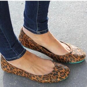 Tieks by Gavrieli Leather Leopard Cheetah Print Ballet Slip On Flat